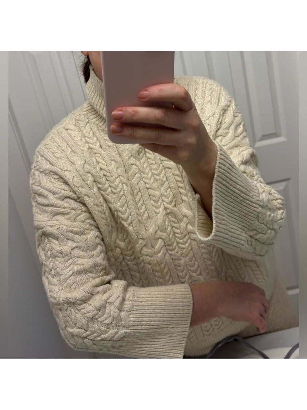 ZARA cable knit sweater When Harry Met Sally style ecru cream medium oversized - Picture 9 of 15